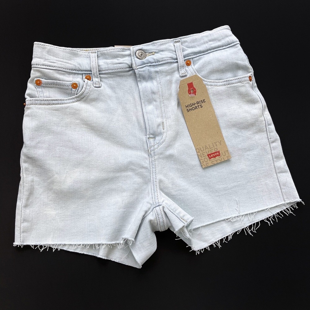 Levi Shorts Women Size 26 Light Blue Cutoff High Rise Bleached Denim NWT